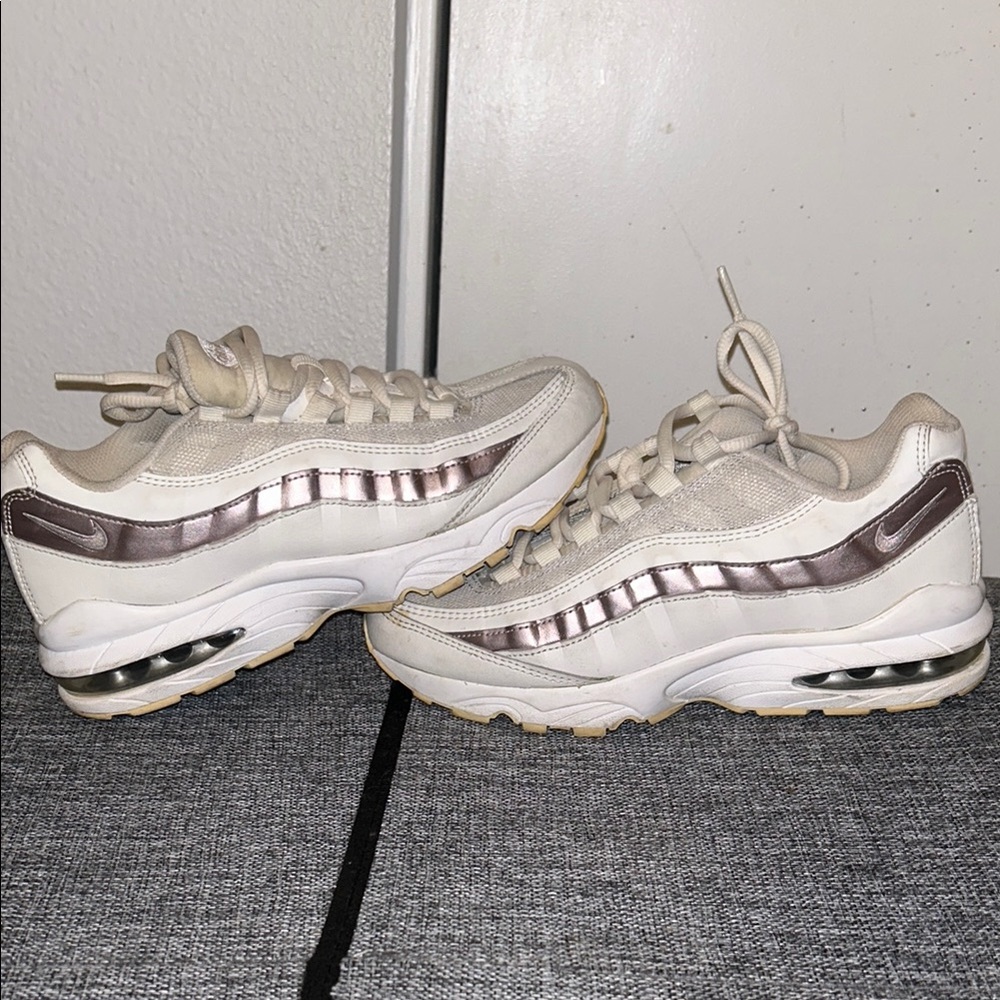 Nike Cream and Silver Sneakers with Air Max Cushioning
